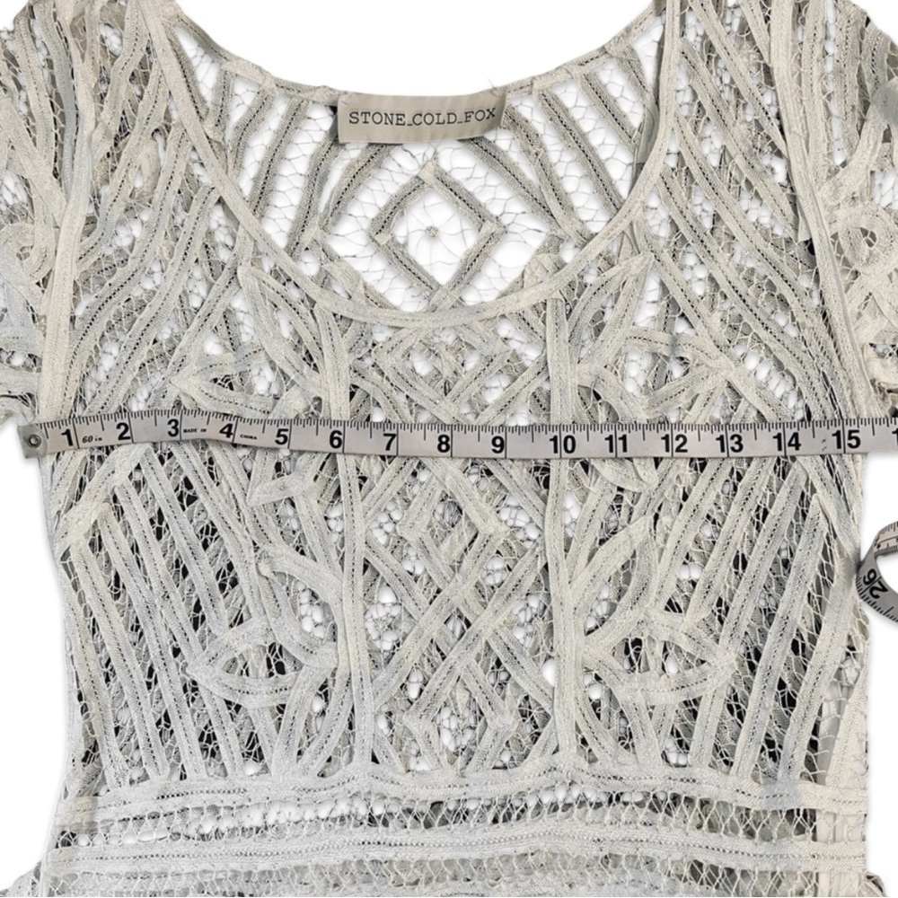 Stone Cold Fox Denver Lace Dress with Short Sleeves | Ivory, Size S - Picture 5 of 16
